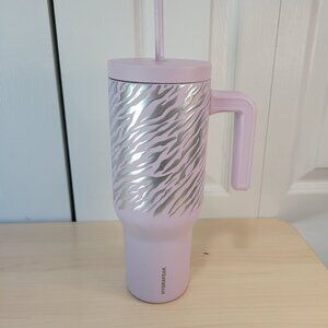 HYDRAPEAK Voyager Pink Zebra 40 Oz Stainless Steel Tumbler w/ Handle & Straw